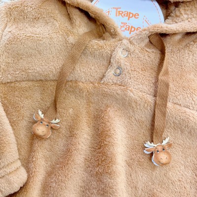 Conj. Casaco Mini Alces e Calça Peluciada - Caramelo 